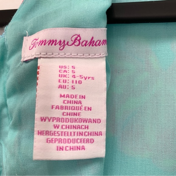 Tommy Bahama Dress Girls 5 Blue Pink Floral Sleeveless Tropical Vacation - Picture 8 of 9